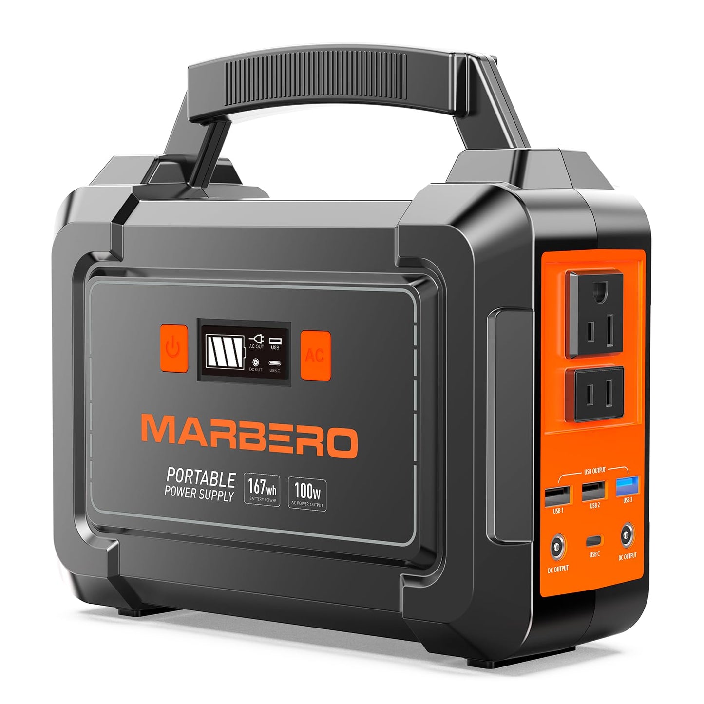 MARBERO Portable Power Station 100W Camping Solar Generator 162.8Wh Power Bank with AC Outlet 110V with Multi-Output LED Flashlights for CPAP Home Camping Hurricane Emergency