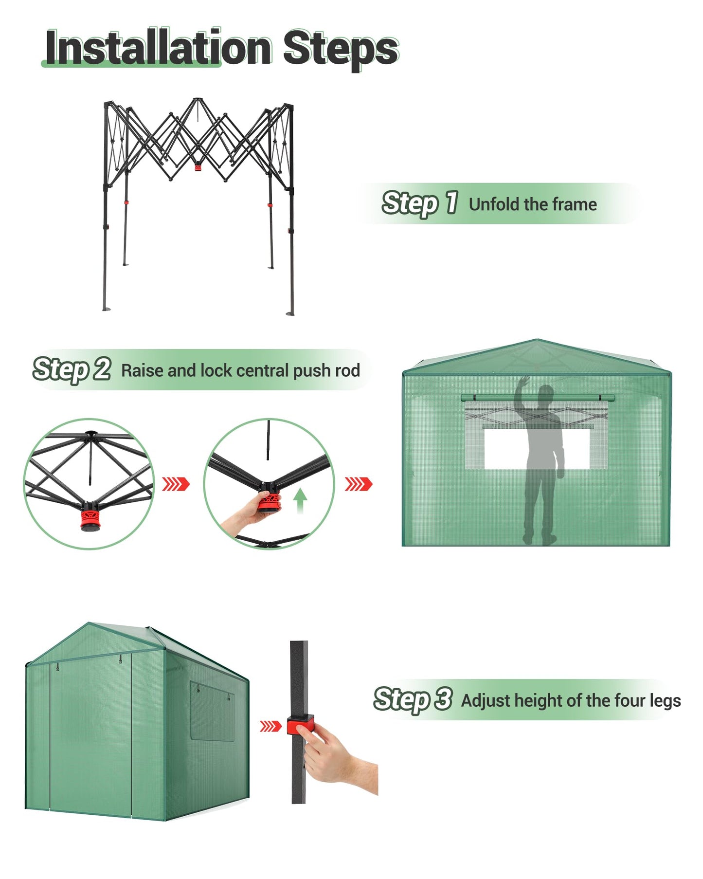 Hipicute Pop Up Greenhouse 8x6 FT,Portable Walk-in Indoor Outdoor Greenhouse for Garden Patio Backyard,Zippered Doors and Window,PE Cover,96x72 inch
