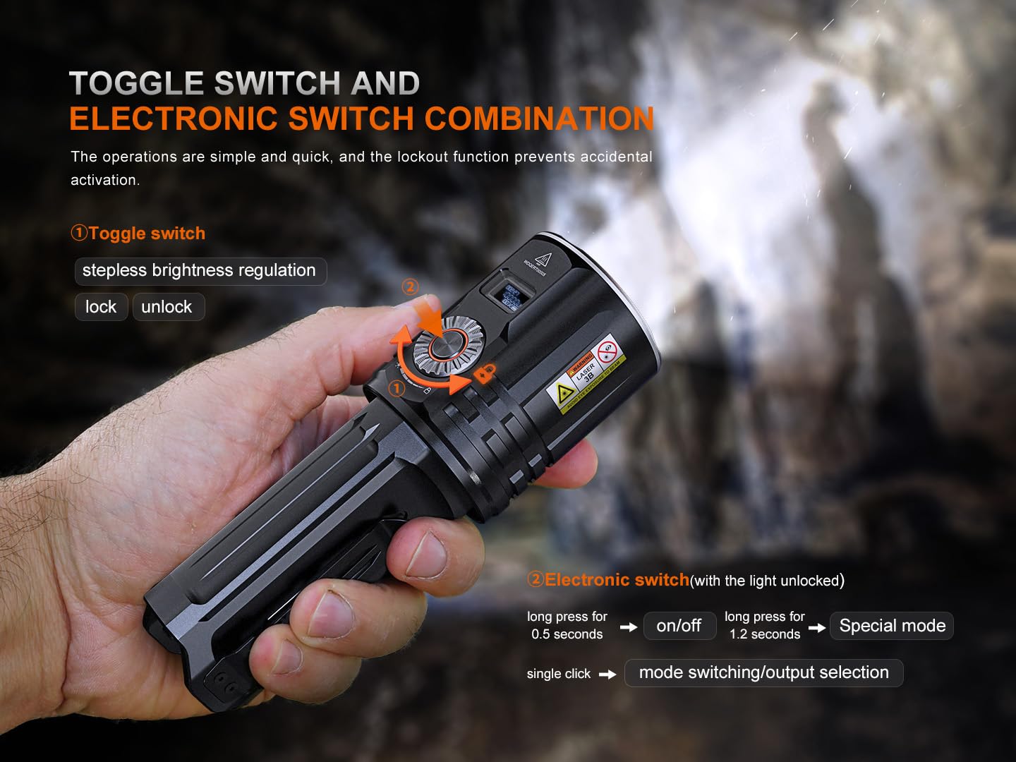 Fenix LR36R 10,000 Lumen Super Bright LED and LEP Flashlight with 1377 Yards Long Throw, USB-C Rechargeable and 2X Lumentac Organizers for Search and Rescue