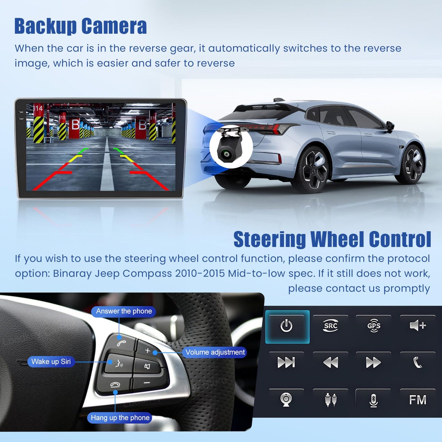 5Ghz WiFi [4G+128G] Android 15 Car Radio for Jeep Compass Patriot 2010-2016 Car Stereo with Wireless Carplay/Android Auto, 10 Inch HD Touch Screen with GPS Bluetooth FM/RDS EQ SWC