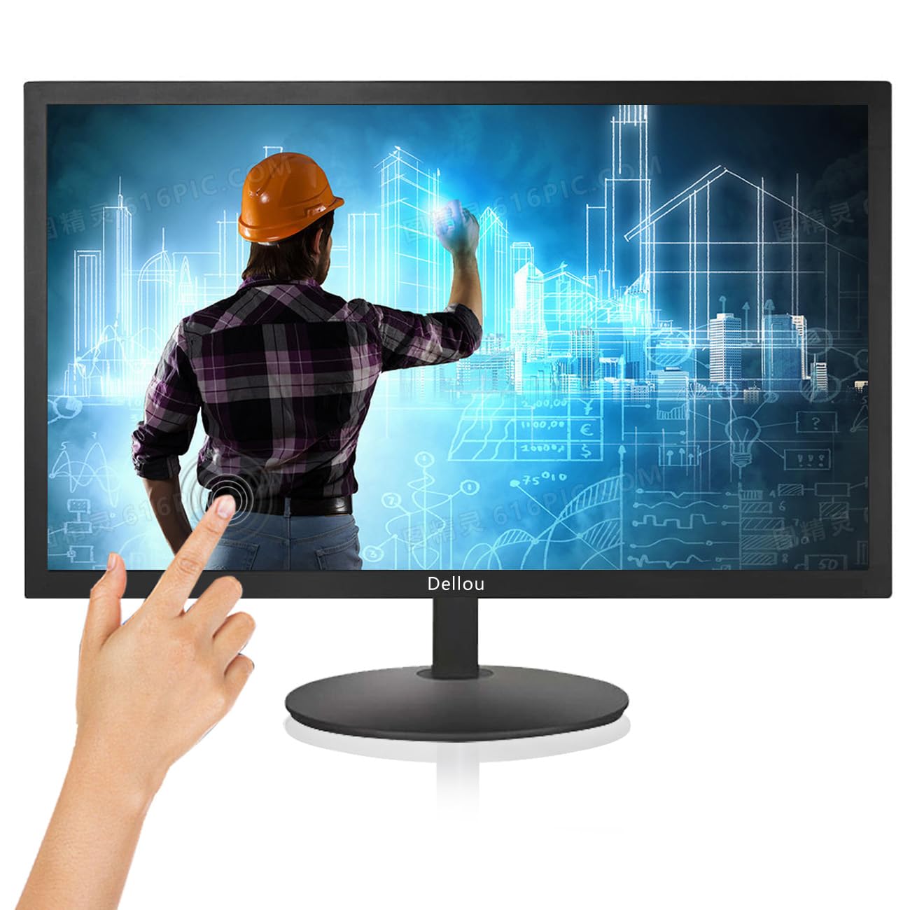 Elweyoo 19 inch Touch Screen Monitoring LCD Display Security Camera Monitor Multi-Function Interface HDMI, AV, BNC, VGA, USB, PC Input CCTV Computer Monitor Built-in Speaker 1440x900 Resolution