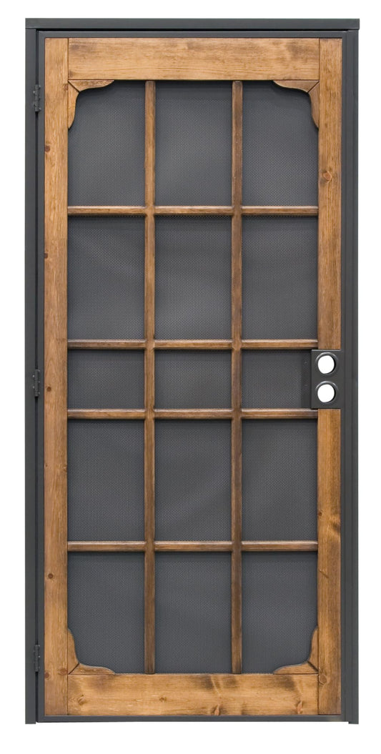 Prime-Line 3809BZ3068-I-WF Woodguard Steel Security Door – Traditional Screen Door Style with the Strength of a Steel Security Door – Steel and Wood Construction, Non-Handed, Bronze (Single Pack)