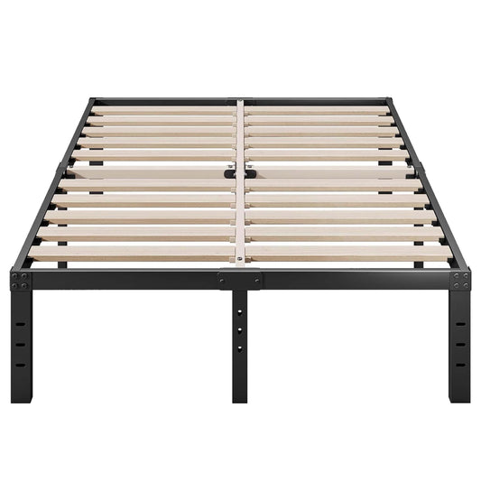 ZIYOO Full Size Bed Frame, 3 Inches Wide Wood Slats,18 Inch Tall Metal Platform, Heavy Duty 3500lbs Support for Mattress, No Box Spring Needed, Noise Free