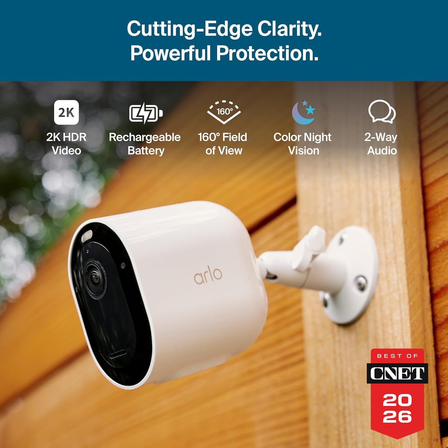 Arlo Pro Security Camera 2K HDR (6th Gen, 2025 Release) - Wireless Outdoor Camera, Rechargeable Removeable Battery, Emergency Response, 1-Month Trial of Secure Plan, 3 Cam, White,Motion Alert