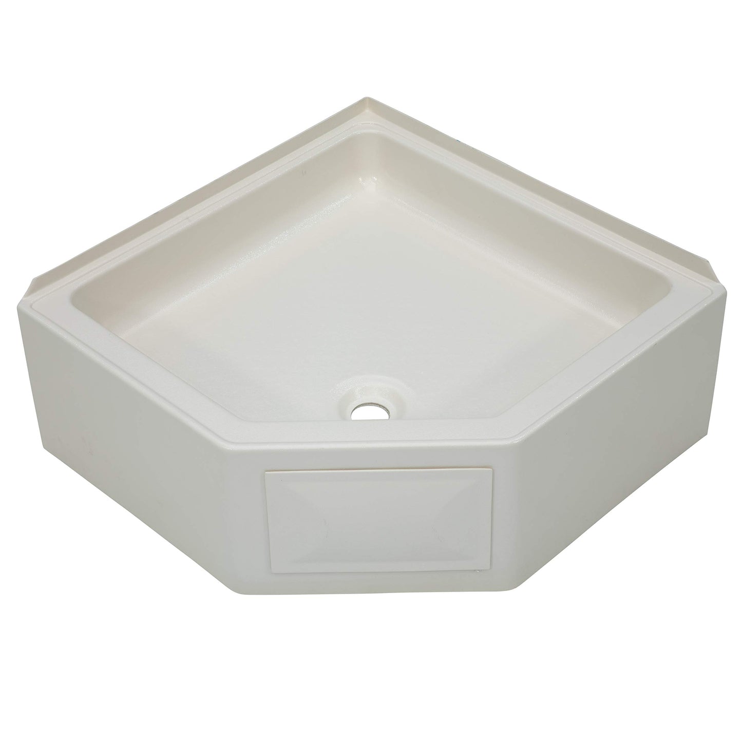 Lippert Replacement 27" x 27" Parchment Corner Shower Pan with Center Drain for RVs, Travel Trailers, 5th Wheels, and Motorhomes - 298087