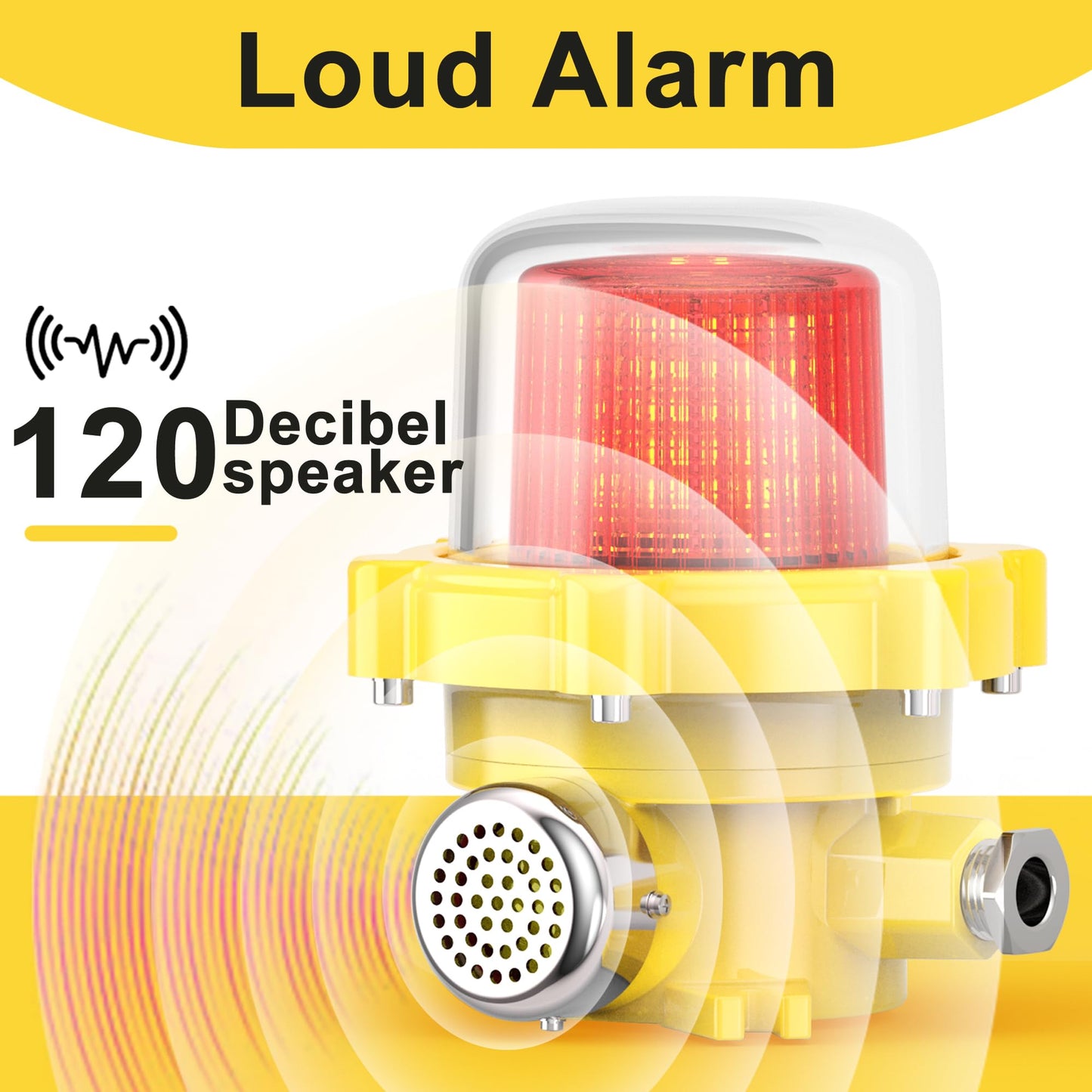 ZJGMGD Industrial Rotating Siren Alarm with Red Strobe Light, High-Decibel 120dB Emergency Buzzer Beacon for Warehouse, Machinery, Intruder Alert DC24V