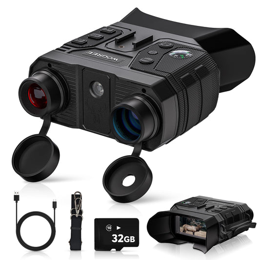 WOGREE Night Vision Goggles, 4K Night Vision Binoculars for Adults, 36MP Photo, 5000mAh Rechargeable Battery, 1300FT Range, 8X Digital Zoom, Infrared Vision, 32GB SD, Flashlight & Compass for Camping