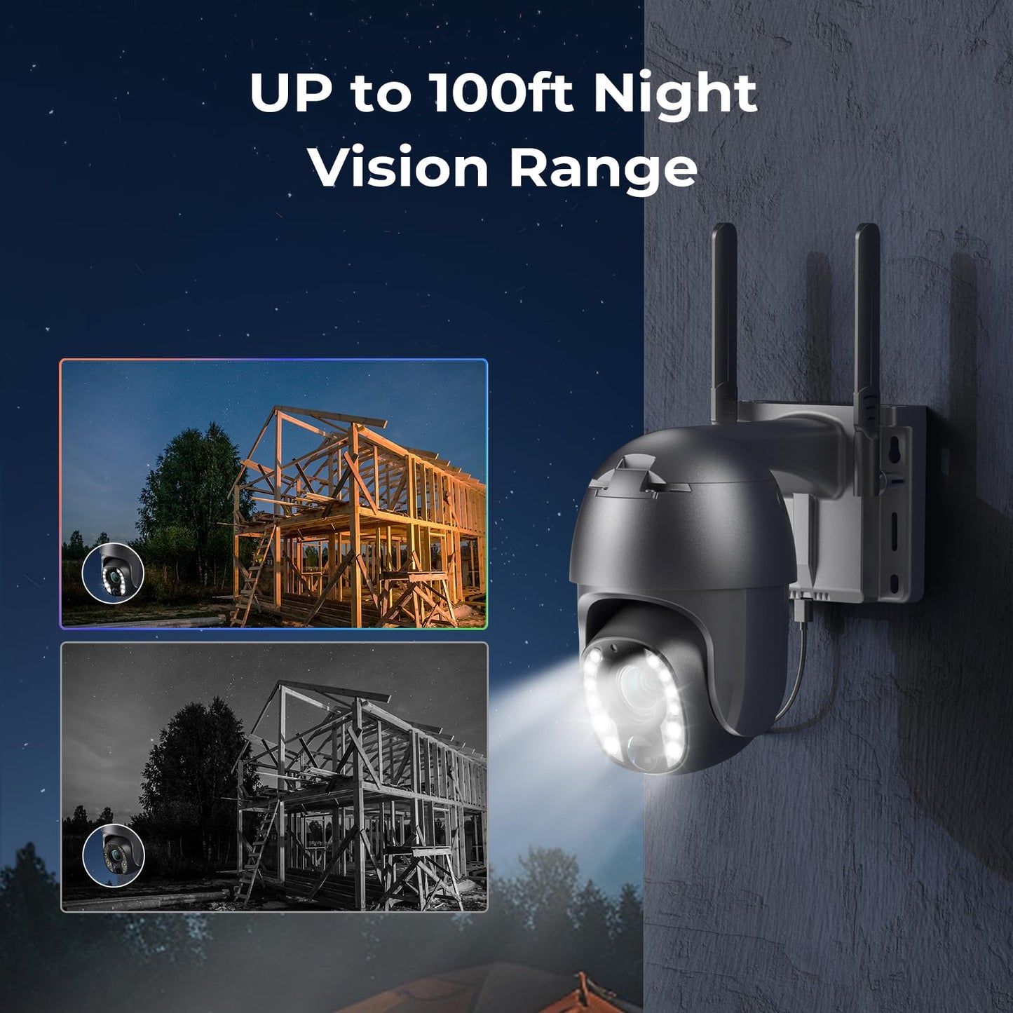 ELYSOO 5MP Cellular Security Camera Outdoor, No WiFi Security Camera with 10X Optical Zoom, 4G LTE Solar Powered Cameras, Human Detection & Auto Focus, Color Night Vision, Pan Tilt 360° Live View