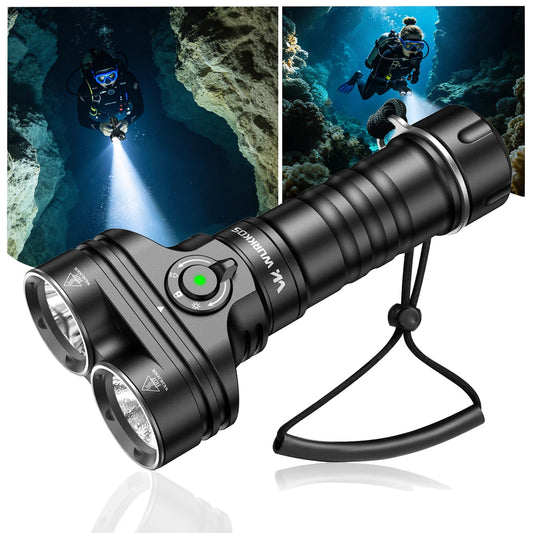 Wurkkos DL05 6000LM Scuba Dive Light, 14H Long Runtime LED Underwater Flashlight, IPX8 Waterproof 100M Rechargeable Submersible Torch with Type-C, Handheld Tactical Light for Snorkeling, Night Diving