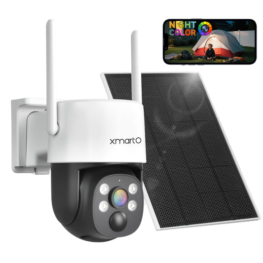XMARTO 0-Light Night Color Solar Wireless Security Camera Outdoor, PTZ Wire-Free Home Surveillance with AI Tracking & Thermal Detection, Non-Stop Solar Power, 0 Monthly Fee, 5G Dual Band WiFi 6
