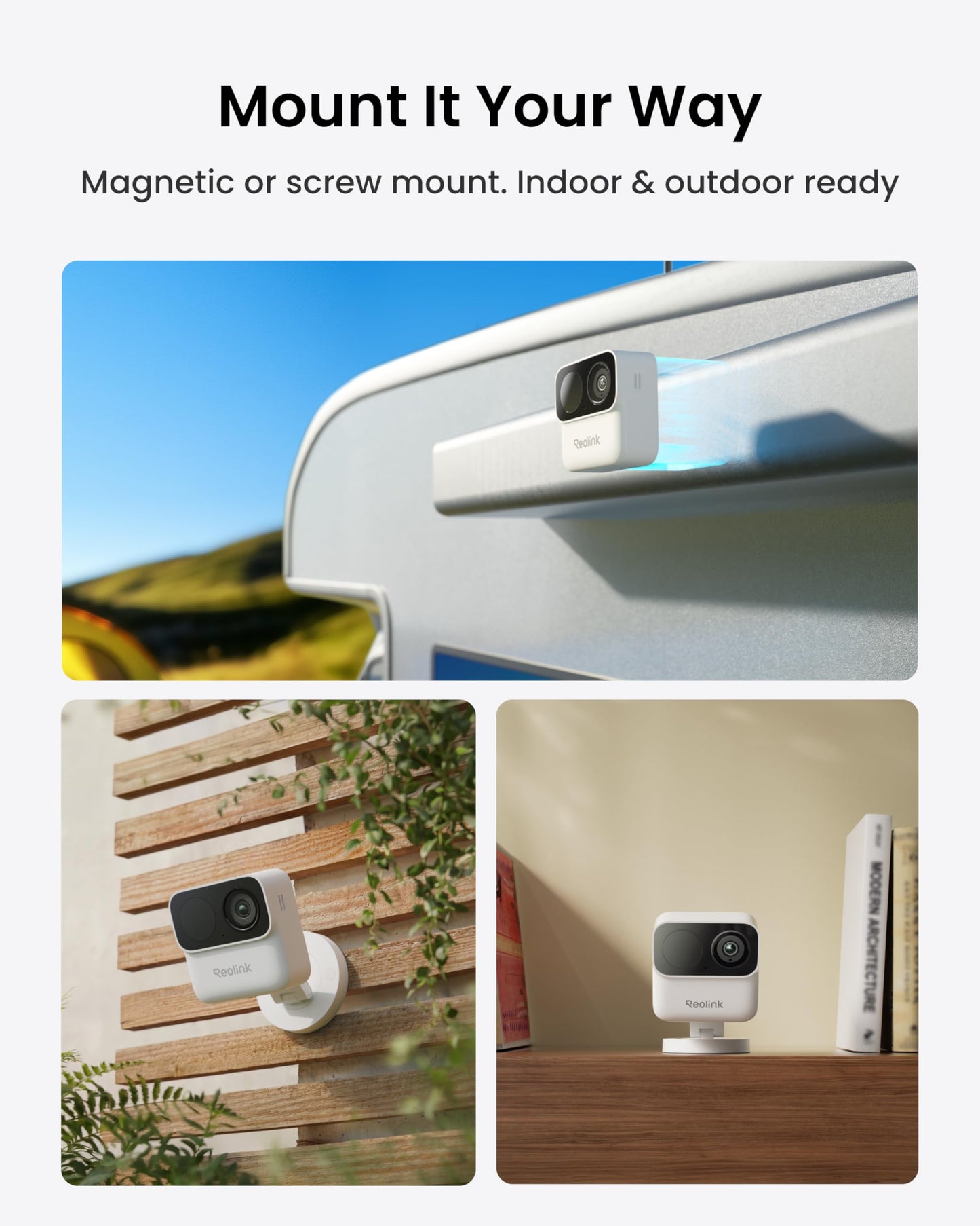 REOLINK Security Cameras Wireless Outdoor, AI Detection, Magnetic Mount, 1080p Indoor Camera, Dual-Band 2.4/5GHz WiFi, No Subscription, 9-Month Battery Life, Home Hub Mini with 2X Argus MagiCam