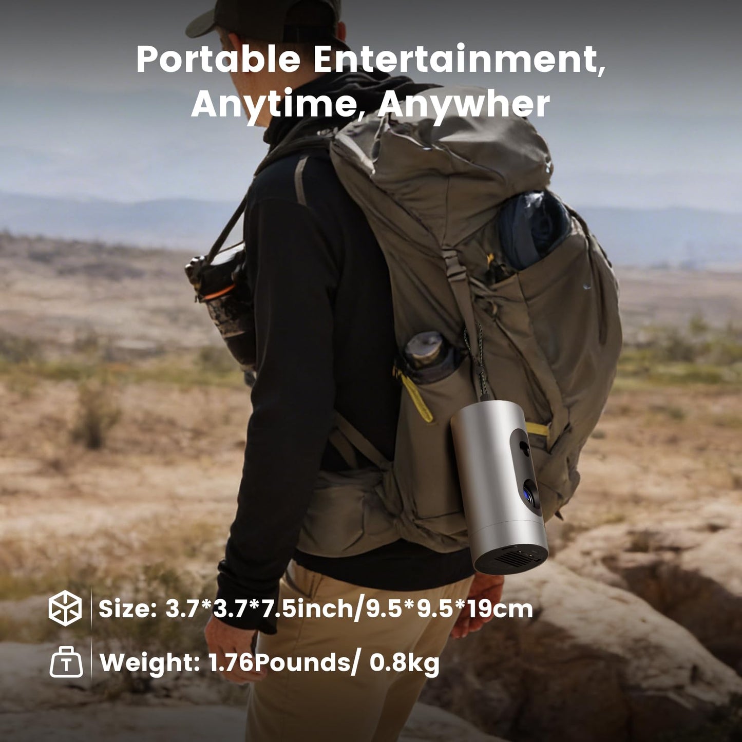 Smart Portable Projector with WiFi and Bluetooth, USB-C Powered, Mini Projector Built-in Apps & Android 14 OS, 1080P FHD HDR10, TOF Real-Time Auto Focus/Keystone, YQHS Outdoor Movie Projector