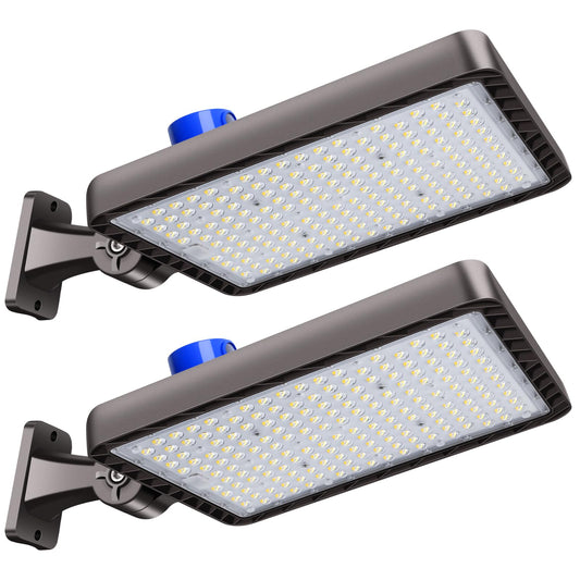Tomourd 2 Pack 480W LED Parking Lot Light 72000LM Shoe Box Street Light with Dusk to Dawn Photocell, 5000K IP65 Waterproof Adjustable Wall Mount, Commercial Flood Light for Large Area, 110-277V