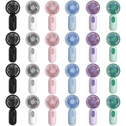 Mini Portable Fan 24 Pack, Cute Handheld Battery Operated Lightweight Small Personal Fans with 3 Speeds and USB Rechargeable Eyelash Fan for Stylish Girl Kids Women Men Office Outdoor Travel Camping