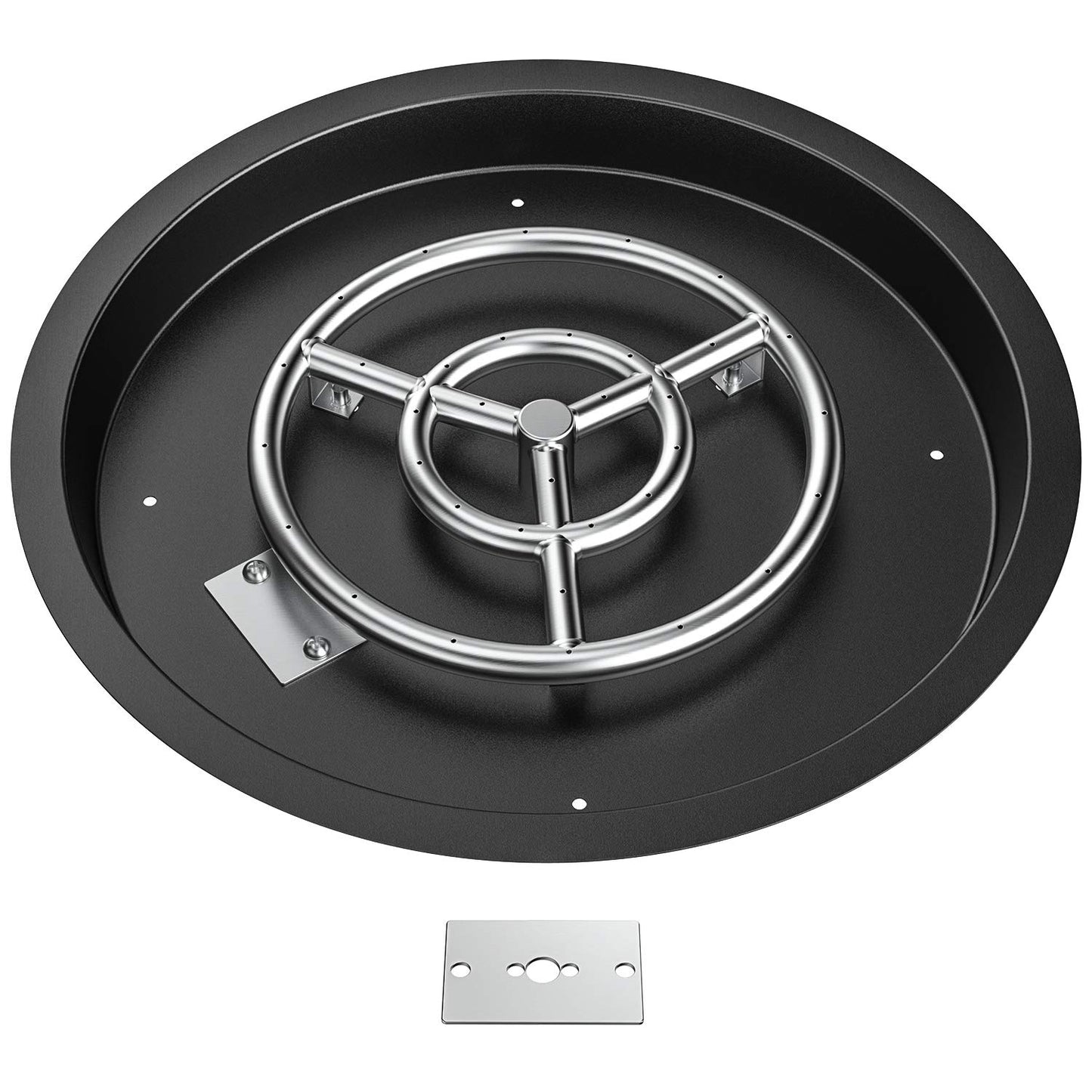 Skyflame Round Fire Pit Burner Pan Fire Bowl with Burner Ring - Drop-in Style - Made of Stainless Steel - 19 inch