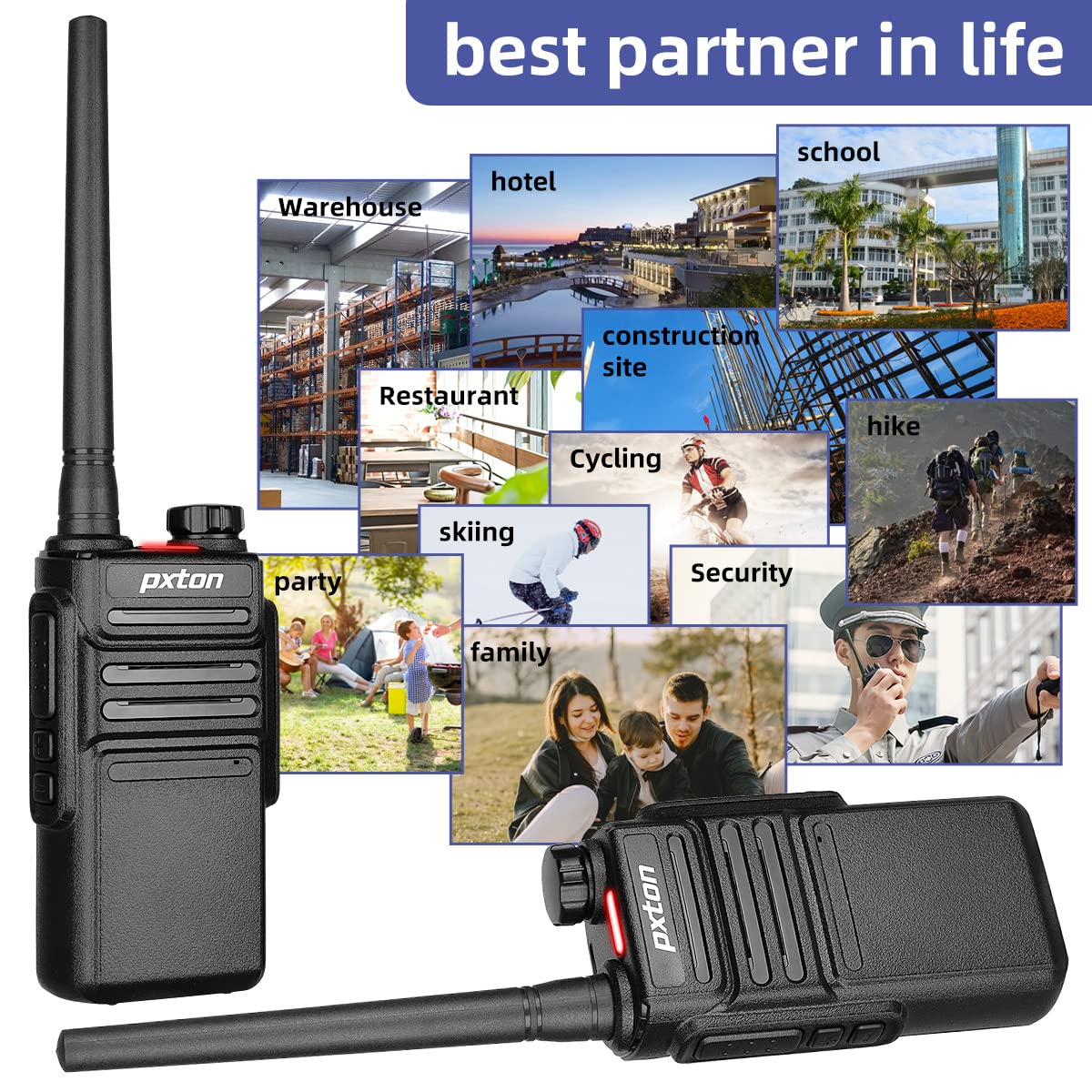 pxton Waterproof walkie talkies for Adults, Work,and Outdoor. walkie talkies Long Range with Headphones and Fast Charger Dock，Handheld Two Way radios Rechargeable NOAA walkie Talkie (10 Pack)