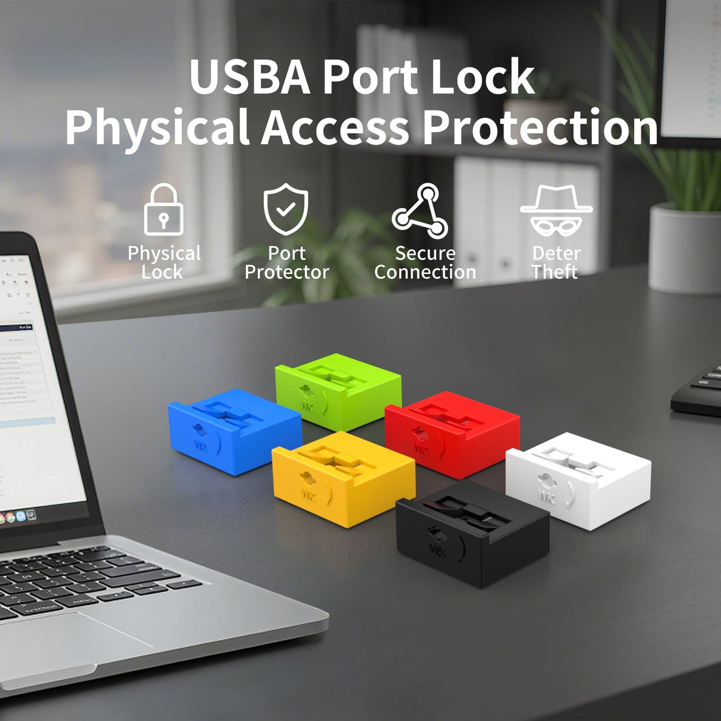 100PCS USB-A Port Blockers with 5 Keys-Removable Type-A Data Protection - Dust & Moisture Resistant Shield for Laptops, PCs, Gaming Devices & Tamper Protection（Red）