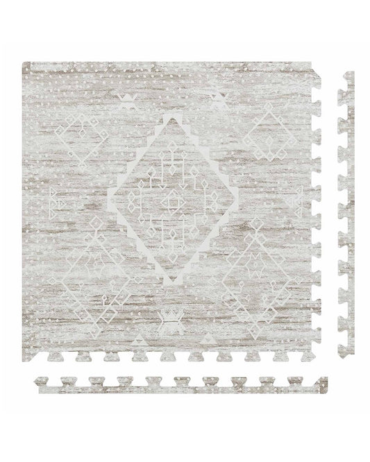 House of Noa Play Mat – 4x6 Driftwood Ula – Set of 6 Tiles – Cushioned EVA Foam Play Mat for Floor, Soft Interlocking Mats for Hard Floors