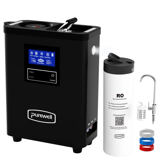 Purewell® K8680 RO Water Purifier System，10-Stage Portable Water Filtration Survival with UV，Desalination Rate Reaches 95%，Survival Gear Purification for Drinking，Team Camping，Travel