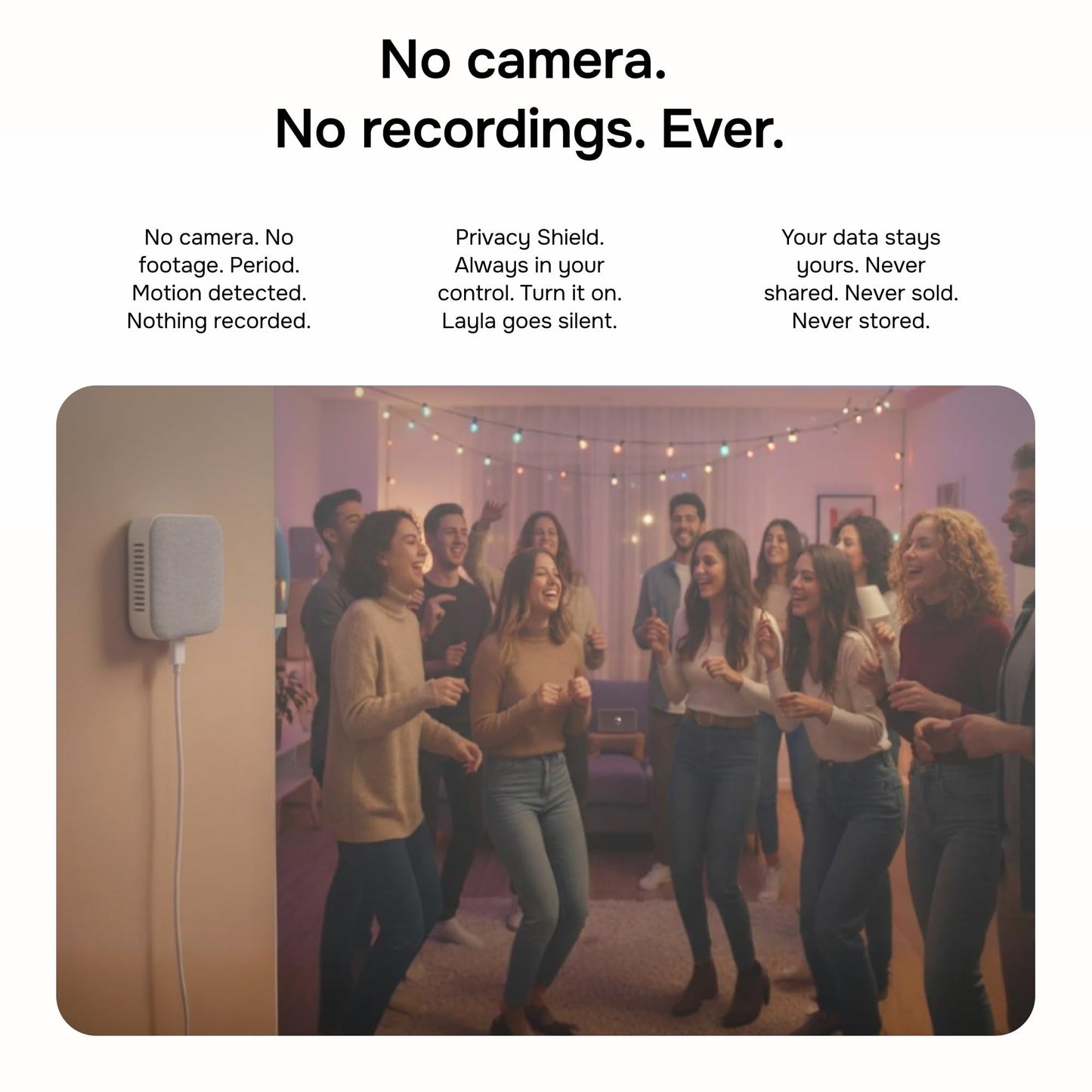 Layla Noise Monitoring Device for Airbnb, Rental, Office & Home | Noise & Occupancy Sensor with Radar-Based Motion Detection | Privacy-Safe Security Monitor | No Subscription