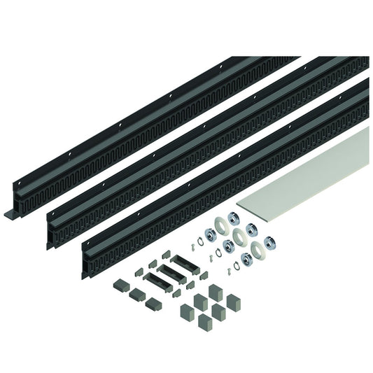 Lippert in-Wall Replacement Triple Rack Repair Kit for RV Slide-Out Systems with Hook Racks, V-Rollers, Retainers, Rivets, Rack Shoes, Wear Pads, Plugs, Sealing Foam, Fixed Side, Black - 366214