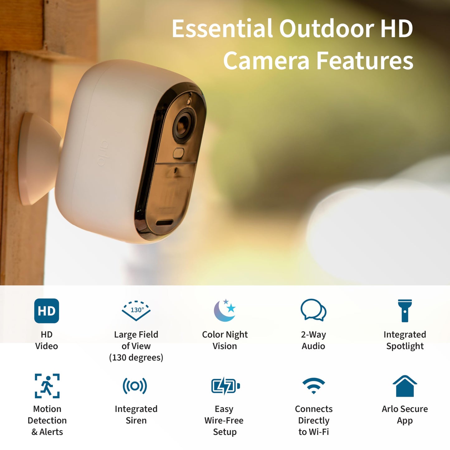 Arlo Essential Security Cameras Wireless Outdoor 1080p HD (2nd Gen, 2023 Release) - Battery Power, Person Recognition, Package Detection, Animated Preview, 1-Month Trial of Secure Plan, 3 Cam, White