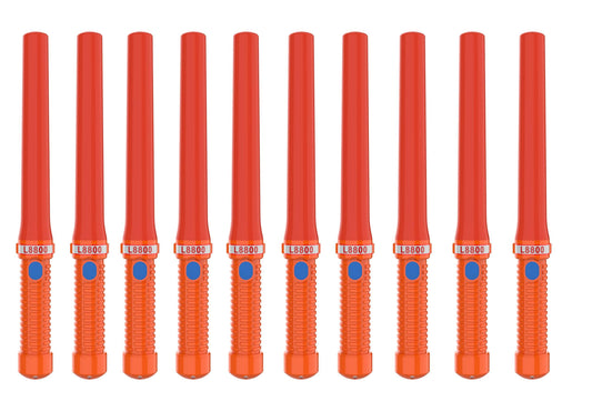 ITENGHUA 16 inch LED Traffic Control Batons, Signal Traffic Wand with 2pc C Dry-Cell Batteries(Not Include), Safety Air Marshaling Wand for Parking, Airport and Road Traffic Contol, Orange 10PCS