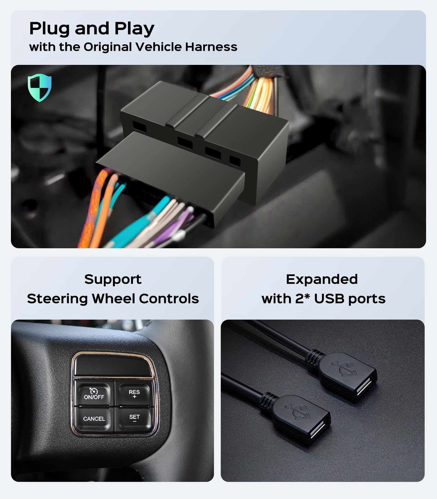 Car Radio Stereo Upgrade for Jeep Wrangler JK Compass Grand Cherokee Dodge Ram with Wireless CarPlay/Android Auto/10.2'' Touchscreen/Backup Camera