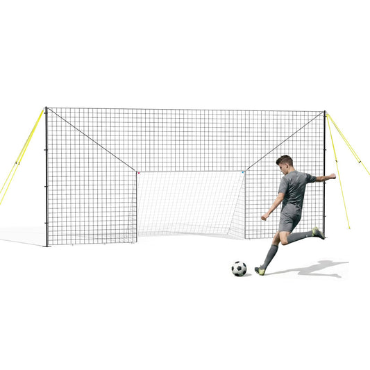 3-in-1 Soccer Goal with Rebounder & Backstop Net, Soccer Training Equipment for Backyard, Soccer Rebounder for Shooting, Passing & Ball Control, Kids & Youth (Junior)