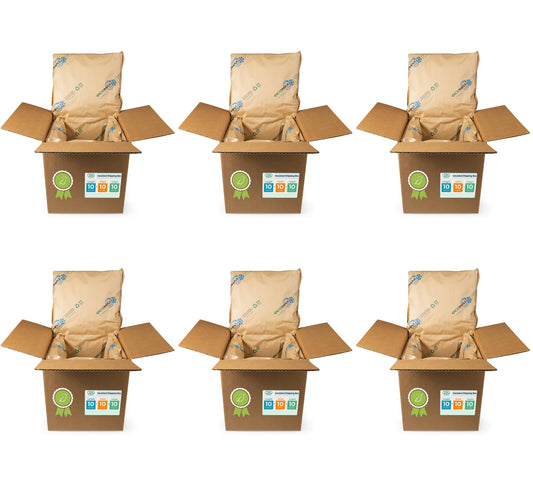 IDL Packaging 10" x 10" x 10" Insulated Shipping Box, 1.5-Gallon Capacity, Pack of 6 - Includes EcoMax™ Thermal-Paper Liners, Absorb Condensation - For Frozen Food, Meat, or Fish