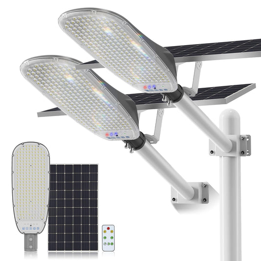 12000W Solar Street Lights Outdoor Waterproof, Super Bright LED Security Flood Light, Motion Sensor & Remote Control, Dusk-to-Dawn Parking Lot Lights for Garden,Yard, Farm, Commercial Plaza(2pack)