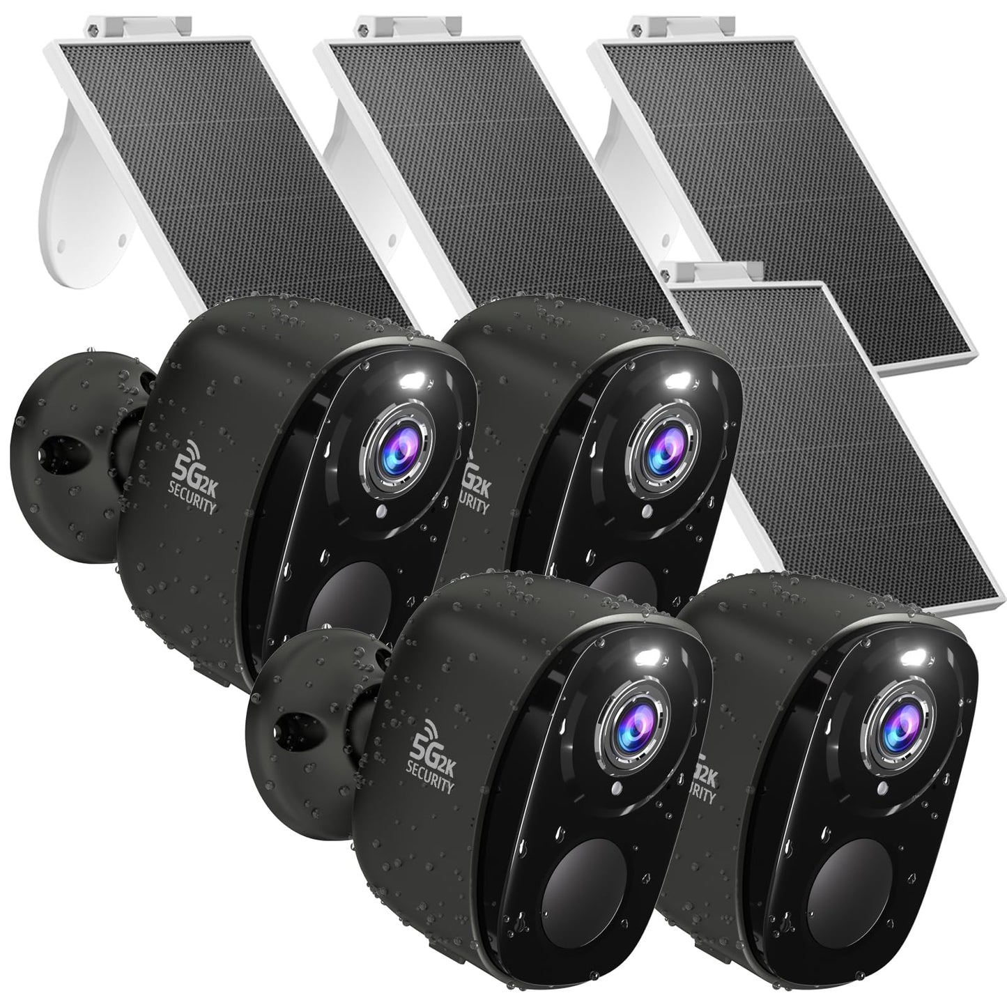 4PC 2K Security Camera Wireless Outdoor, Solar Camera for Home Security, Battery Powered WiFi Security Cameras with Color Night Vision, AI Motion Detection, 2-Way Audio, IP65, SD/Cloud, Works Alexa G