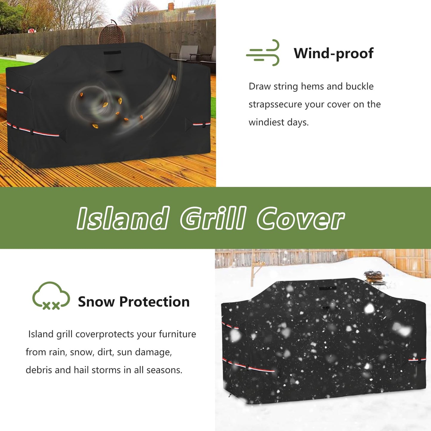 Osileyo 78 Inch Island Grill Cover - 600D Heavy Duty Waterproof All Weather Protection Outdoor Cover,Black