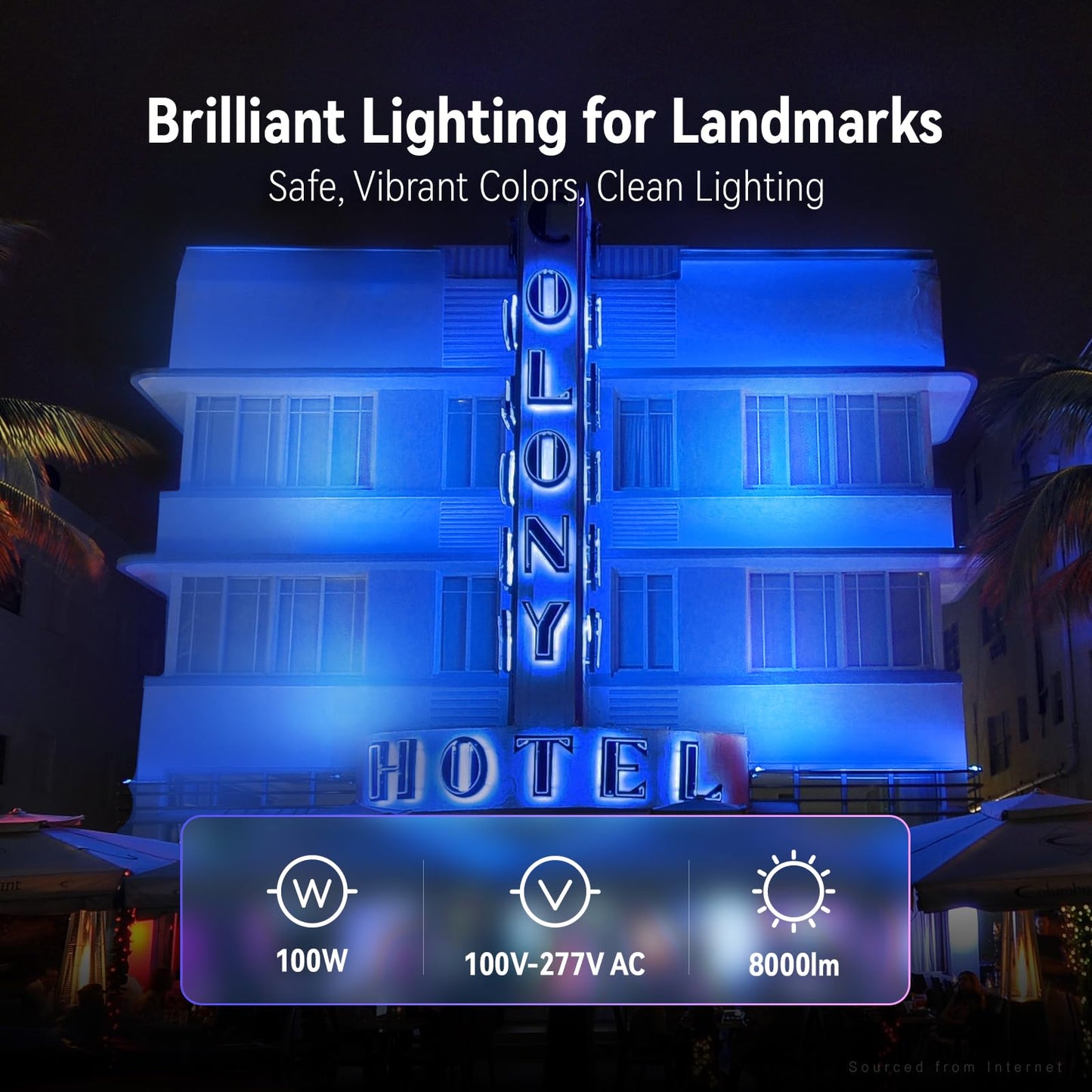 LEONLITE Smart RGB 100W LED Flood Light with Knuckle, Bluetooth Connection APP Control, Commercial Area Lighting for Outdoor Decorations, 3000K-5000K Dimmable, 100-277V, IP65 Waterproof, Pack of 2