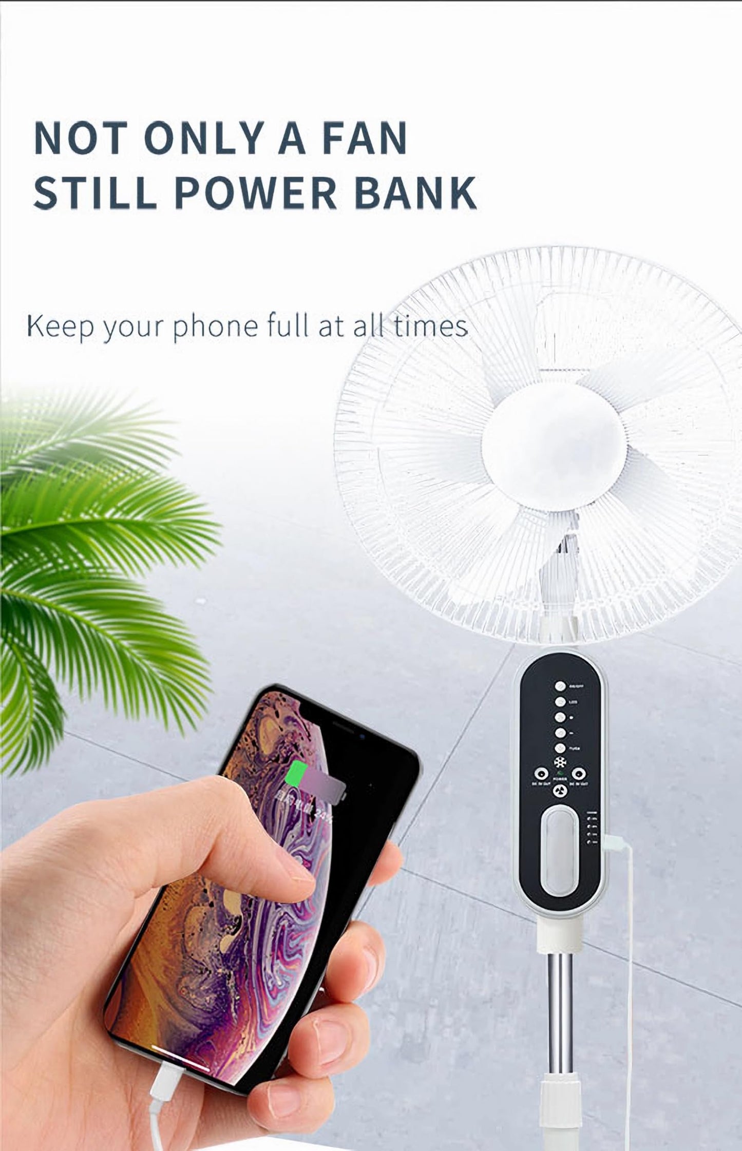 GBEOSMO 16 Inch Solar Oscillating Standing Fan,14400mAh Rechargeable Pedestal Floor Fan,Height-adjustable Suitable,Night Led Light, Solar Panel 2*LED Bulds, for Home Ofiice Bedroom, Study or Outdoor