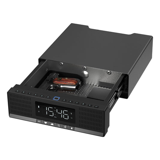 Medunor Smart Security Box, Biometric Fingerprint Safe for Handgun & Valuables, Portable Lock Box with Bluetooth, Anti-Theft Steel Cable, USB Charging, Digital Keypad, Hidden Audio Design