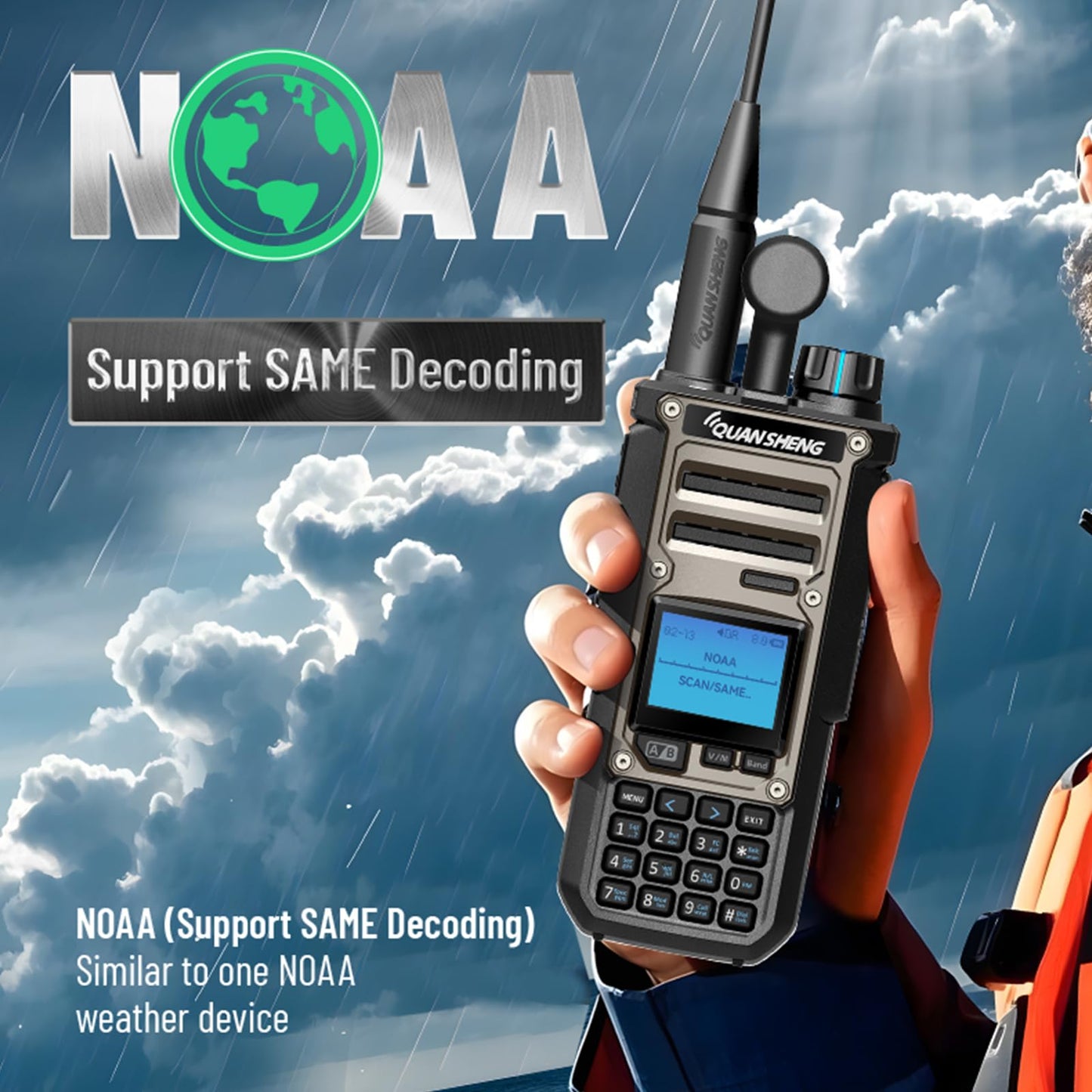 Quansheng TK11(8) Dual Band Ham Radio - High Power Walkie Talkie with NOAA Weather Alert, Air Band, Dual PTT, Type-C Charging & 999 Channels for Outdoor, Emergency, AM FM CW SSB