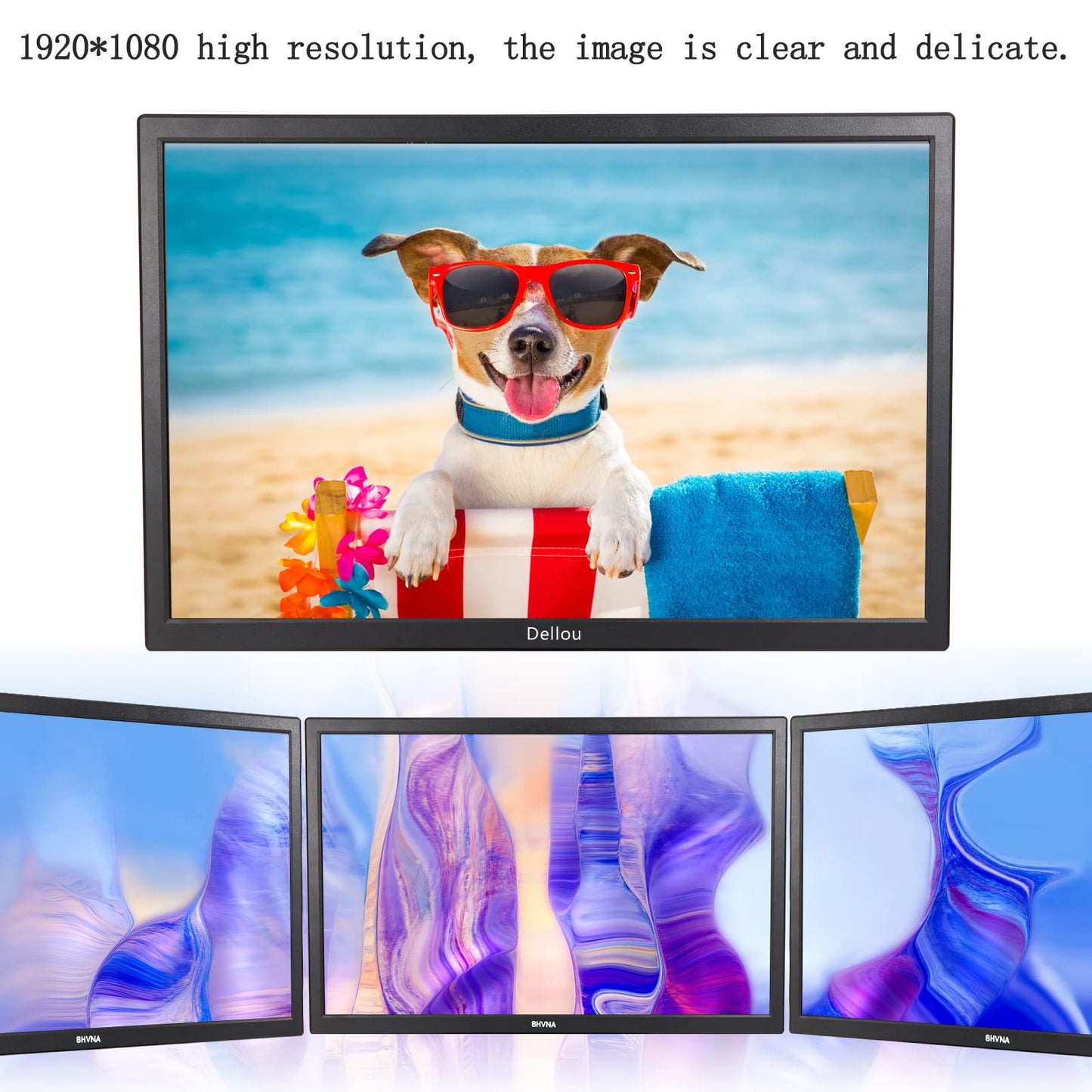 Elweyoo 24 inch Touch Screen Monitoring LCD Display Security Camera Monitor Multifunction Interface HDMI, AV, BNC, VGA, USB, PC Input CCTV Computer Monitor Built-in Speaker, black