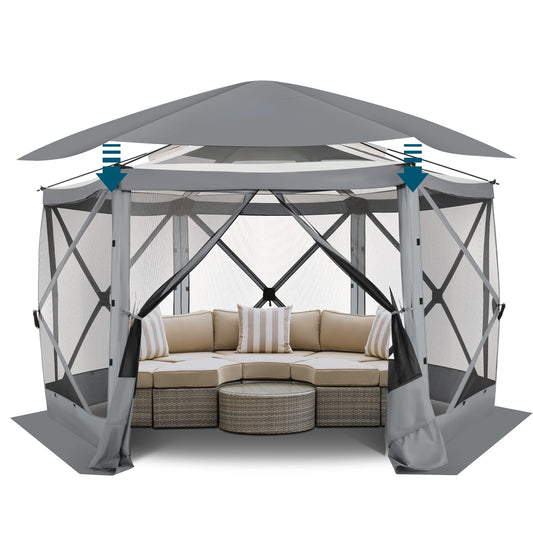 COBIZI 12x12 FT Pop Up Canopy Stargazing Tent, Gazebos On Clearance with Removable Roof, Screened in Gazebo, Screen Tents Portable carpas para Patio for Outdoor Camping,Backyard, Garden, Grey(Pro)