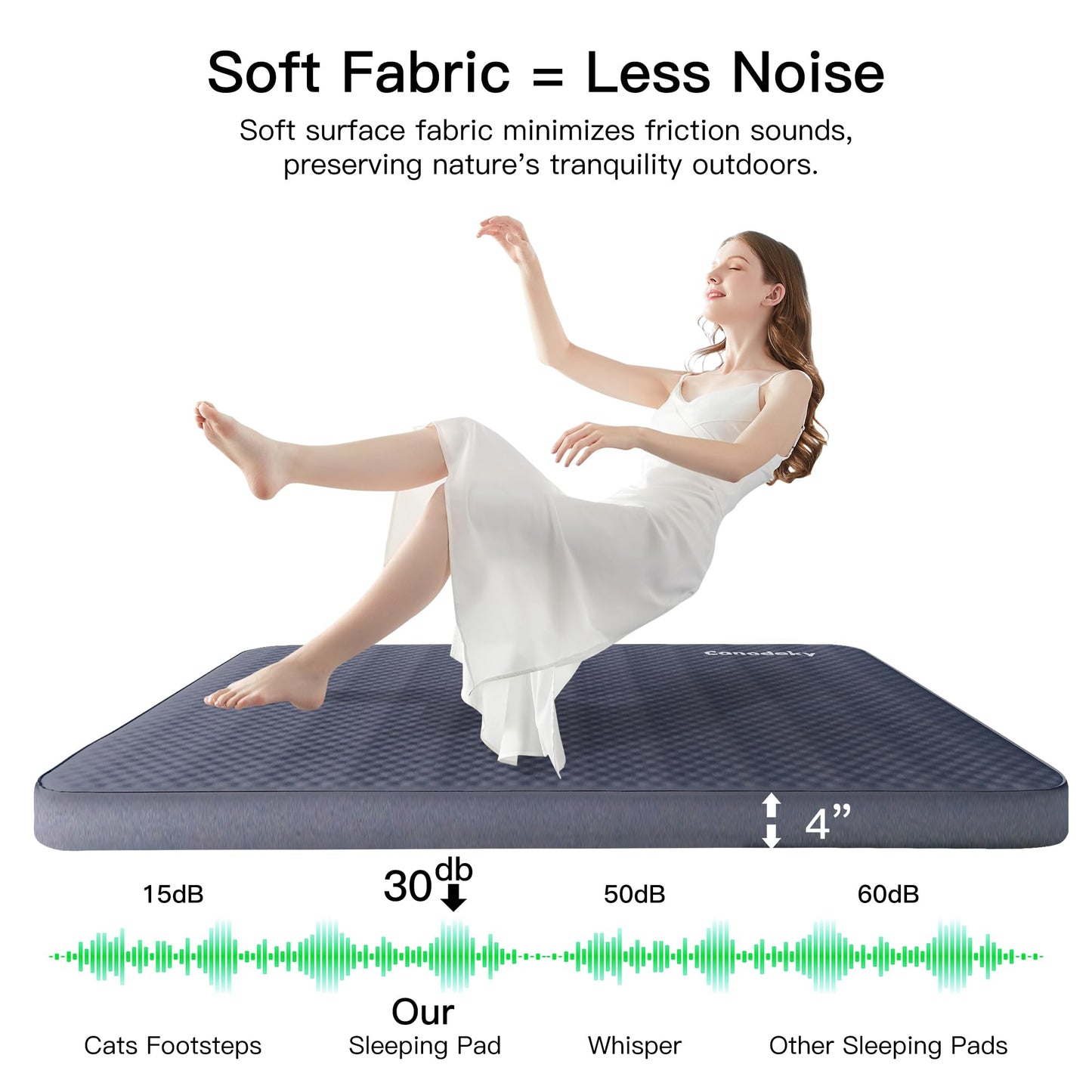 4" Ultra-Thick Self-Inflating Sleeping Pad with 3-in-1 Rechargeable Pump, Air Adjustable Foam Camping Mattress, 9.5R Heavy-Duty Double Sleeping Pad for Car, Truck, Van, Rooftop Tent – 4-Season Use