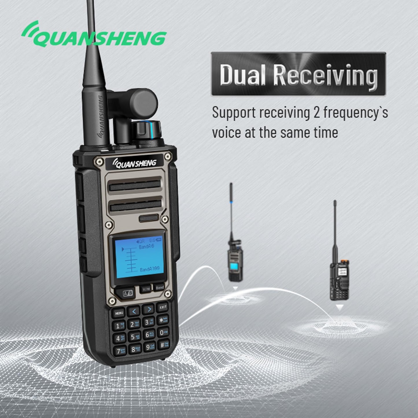 Quansheng TK11(8) Dual Band Ham Radio - High Power Walkie Talkie with NOAA Weather Alert, Air Band, Dual PTT, Type-C Charging & 999 Channels for Outdoor, Emergency, AM FM CW SSB