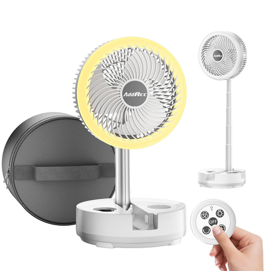 40000mAh Portable Travel Fan, Rechargeable Collapsible Fan, 106H Run, 8 Speeds Standing Oscillating Fan, Battery Powered with Timer & Light for Travel Cruise Essentials RV Outdoor Bedroom Power Outage
