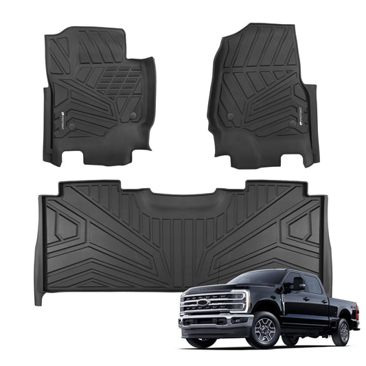 Protimat Floor Mat Custom Fit 2017-2024 2025 Ford F-250 SuperCrew Cab, All Weather TPE Floor Mats for Ford F250 1st & 2nd Row Full Set Cargo Liner (Black)