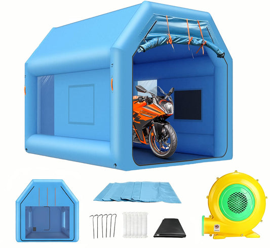 Ziziella 10x8.2x7.2FT Inflatable Paint Booth Portable Paint Booth Spray Paint Tent with Air Filter System & Blower for DIY Spray Car Truck Motorcycle Garage Auto Part Painting