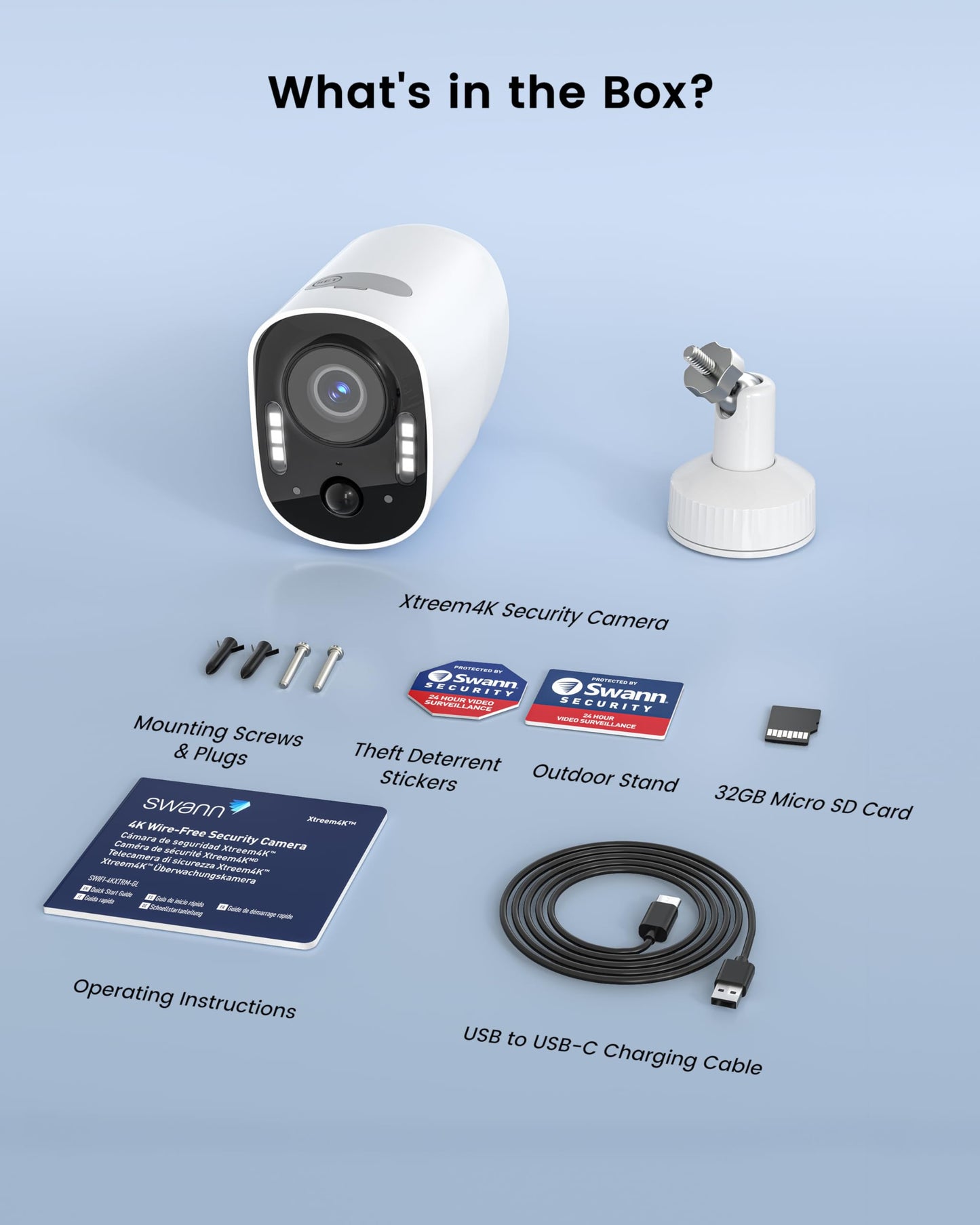 Swann Xtreem 4K Wireless Security Camera, Wireless Camera with 32GB Micro SD & Cloud Storage, Indoor & Outdoor Surveillance, Ideal for Baby Monitor & Home, 2-Way Talk, Wi-Fi, No Monthly Fee, 4KXTRM-GL