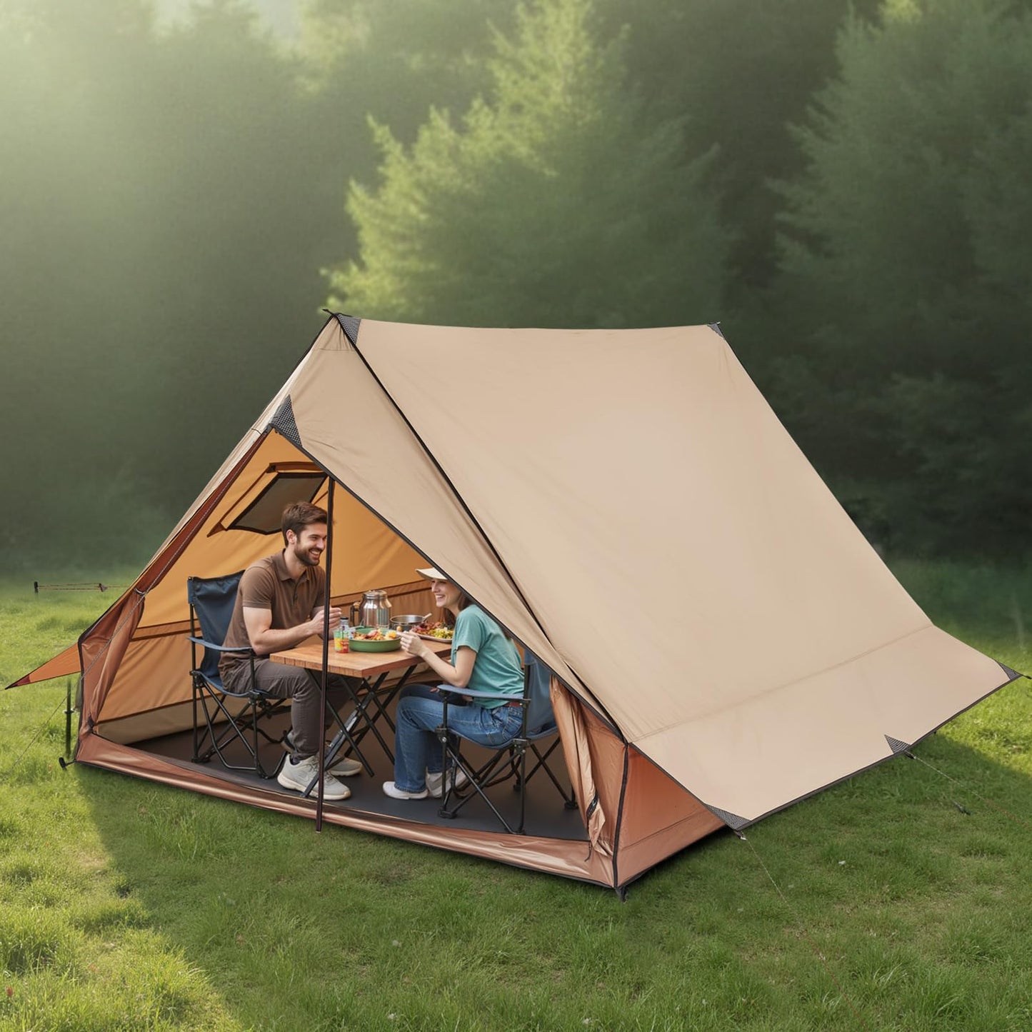 VEVOR Camping Hot Tent, 2 Persons Cabin Tent with Stove Jack & Poles, Waterproof Winter Tents Shelters with Fireproof Ground Mat, Portable 4 Season Tents for Hiking Fishing Hunting Backpacking