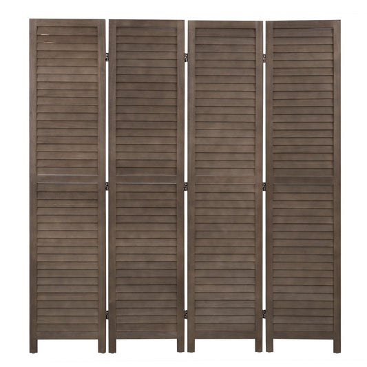 FDW 4 Panel Wood Room Divider 5.75 FT Tall Privacy Screen Folding Partition Divider for Dorm Bedroom Office, Dark Brown