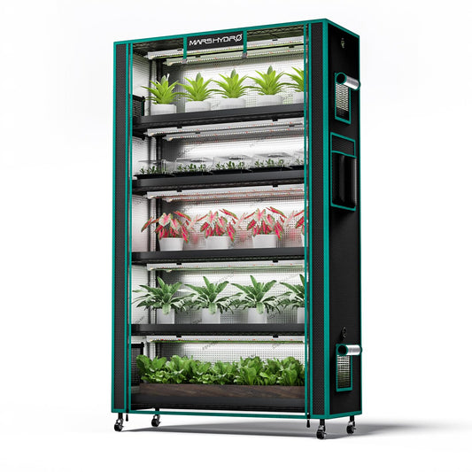 MARS HYDRO 2025 Plant Stand with Grow Lights,6-Tier Plant Shelf with 10 Full Spectrum LED Lamps (225W, 3ft) & Grow Tent | for Vegetables, Seedlings, Plant Growth | 5000K, 43x16x71''