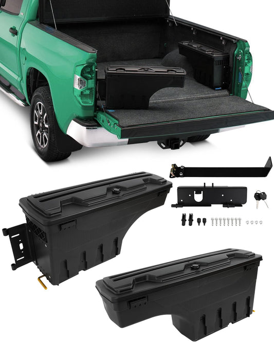 SCITOO Truck Bed Tool Box for Dodge Ram 1500 2019-2021 Left & Right Side,Multi-Compartment Dividers Organized Storage,Heavy Duty & No-Drill Installation
