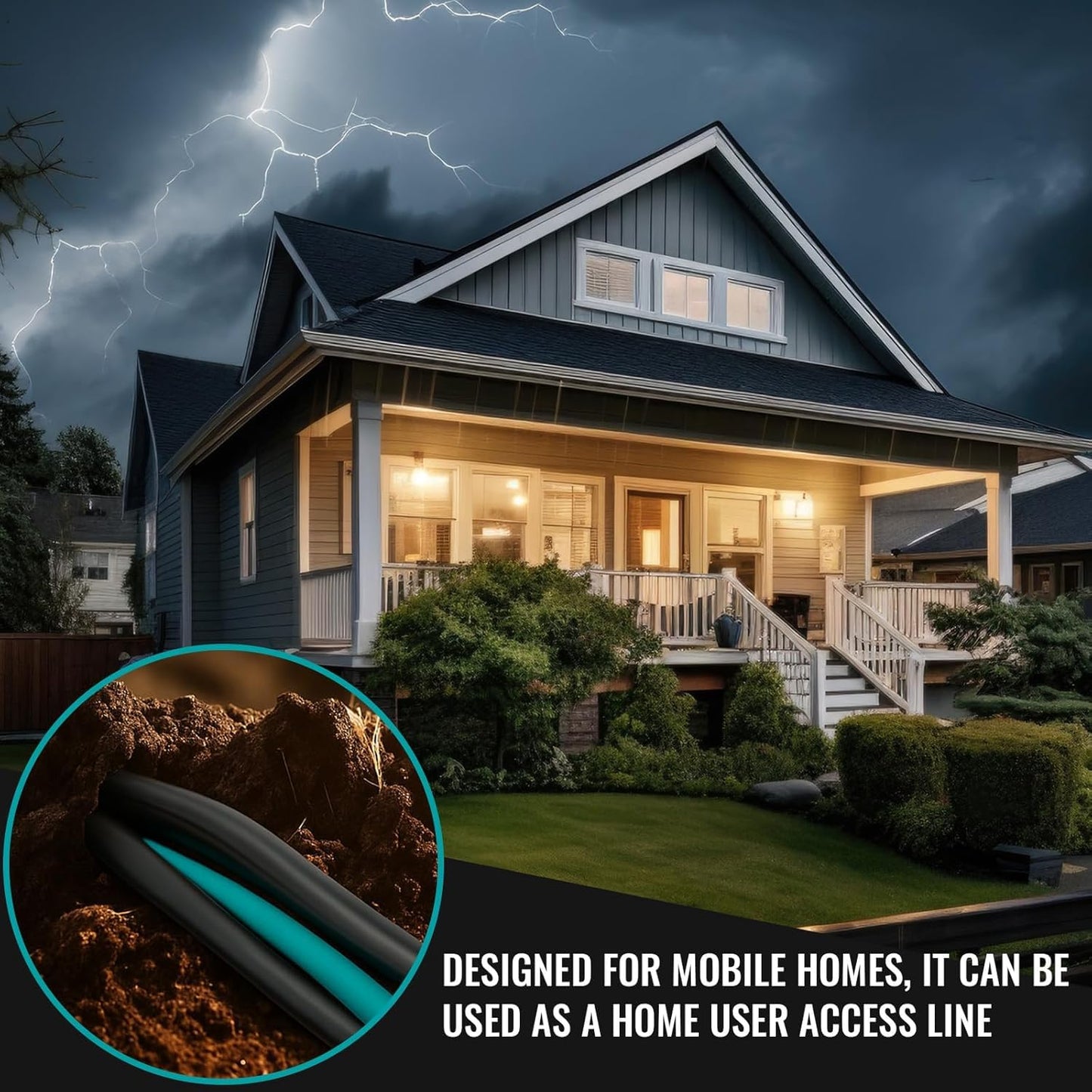 Copkim 125' 2-2-4-6 Aluminum Mobile Home Feeder Cable, 600V Aluminum Direct Burial Underground Wire,Service Cable for Mobile Homes